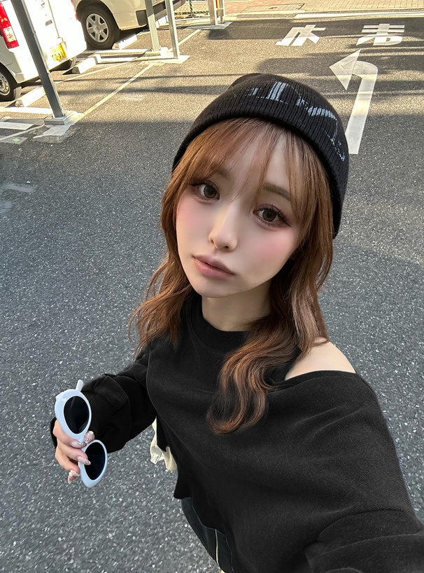 レースアップワンショルダースウェットトップス