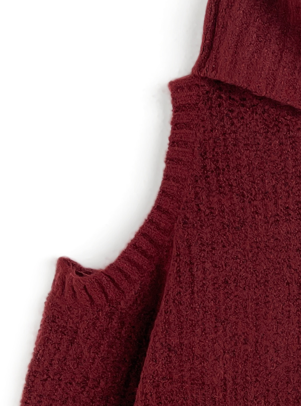 ショルダーオープンハイネックニットトップス