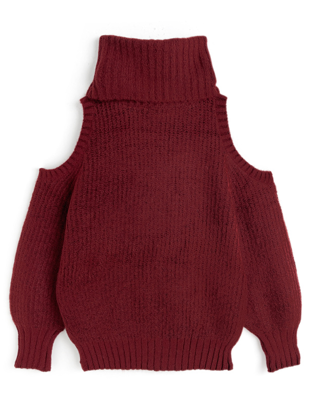 ショルダーオープンハイネックニットトップス