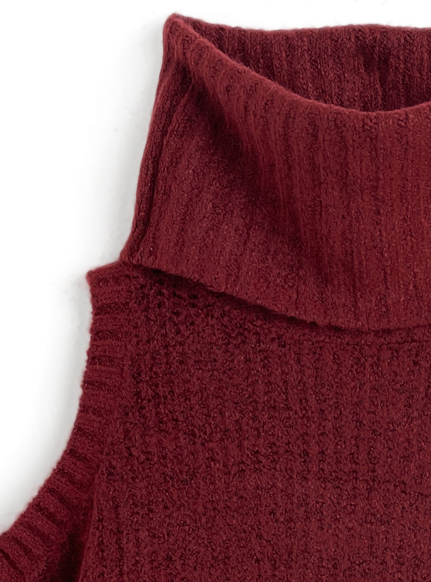 ショルダーオープンハイネックニットトップス