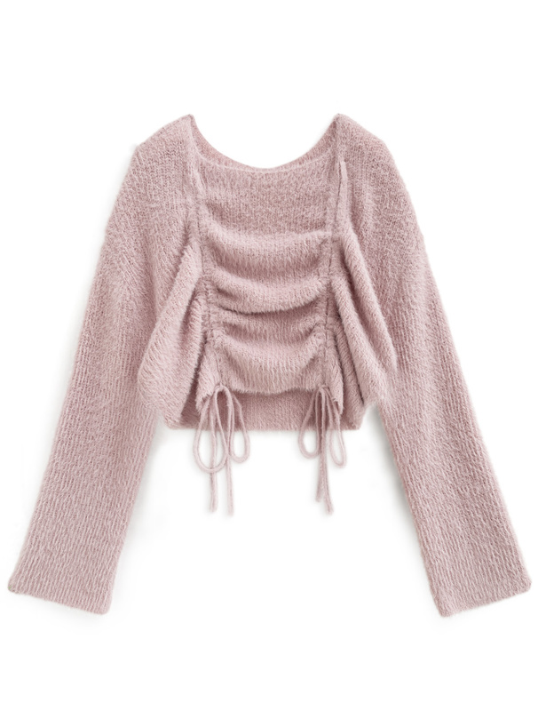 ドロストフェザーニットトップス