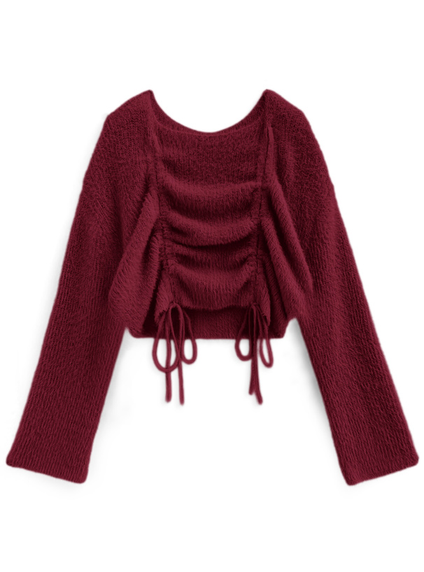 ドロストフェザーニットトップス