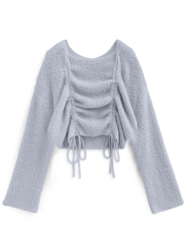 ドロストフェザーニットトップス