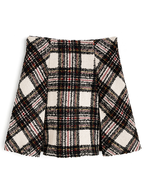 インパン裏地付きチェック柄ラメツイードミニスカート[tu1509]