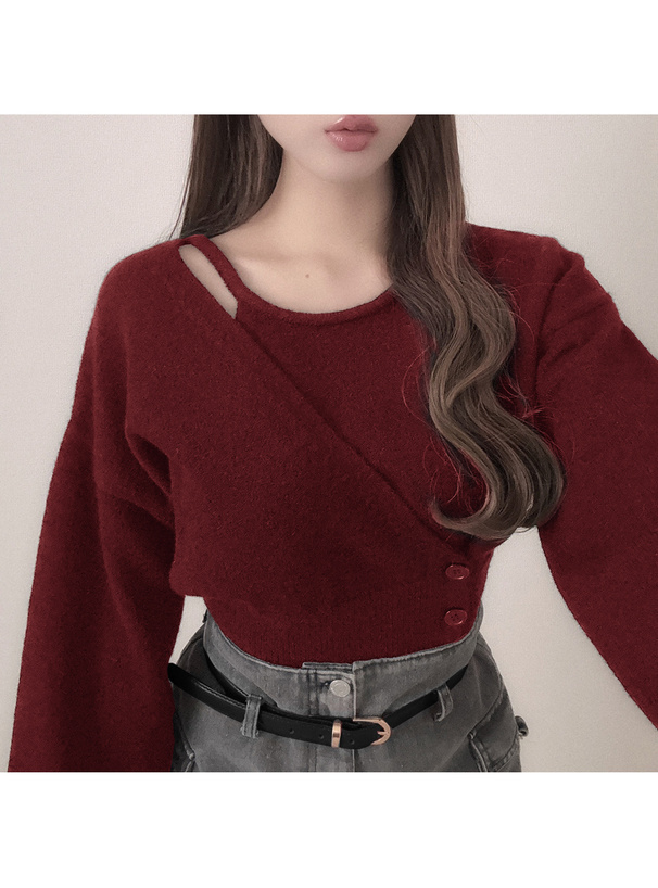 Glam Lips アシンメトリーlong sleeveニット 新品タグ付き アシンメトリー Long-sleeve ニット