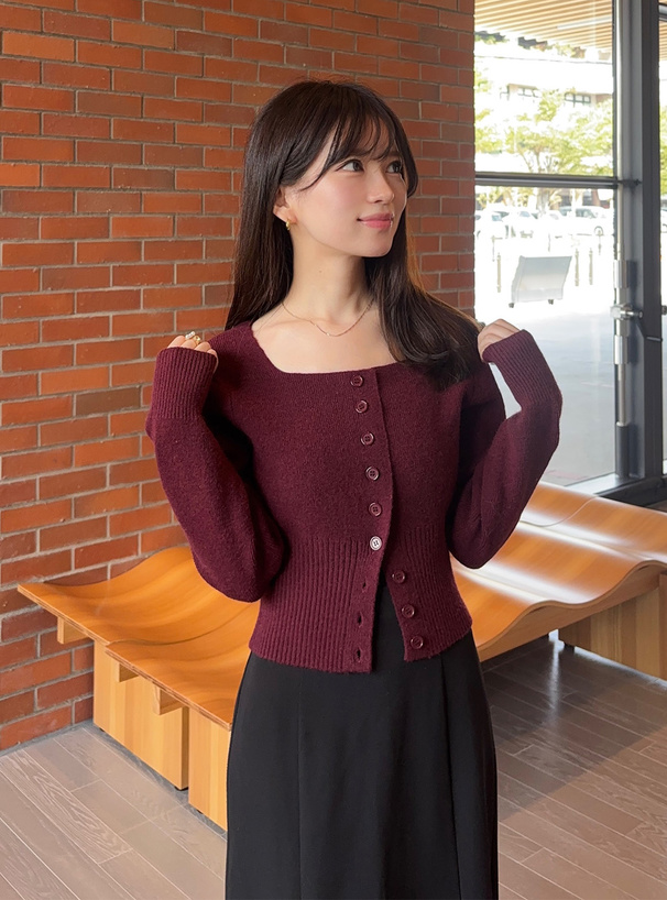 スクエアネックニットトップス