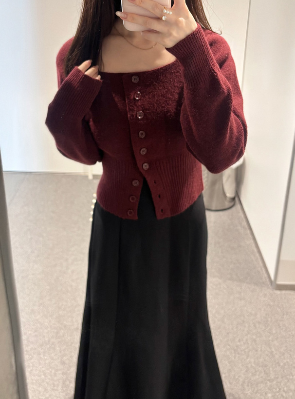 スクエアネックニットトップス