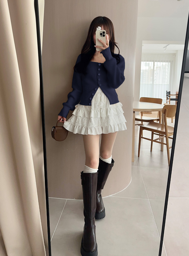 スクエアネックニットトップス