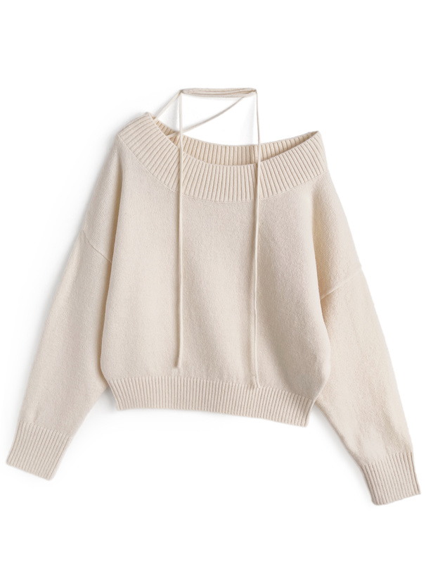 チョーカー付きニットトップス