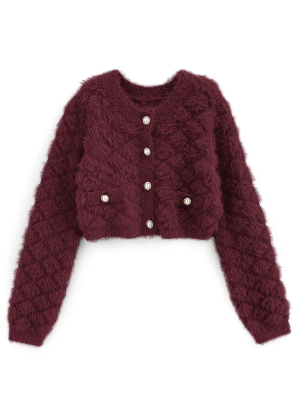 キルティングシャギーニットカーディガン