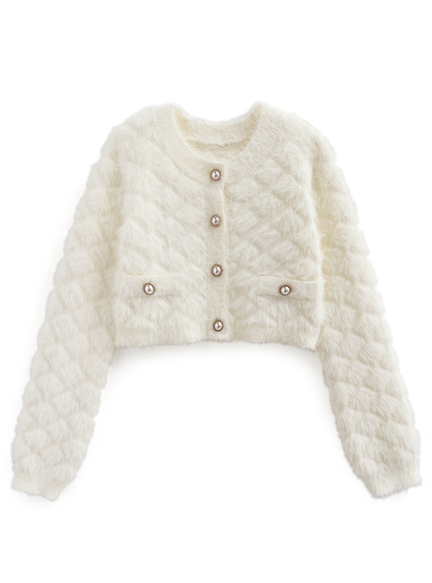 キルティングシャギーニットカーディガン