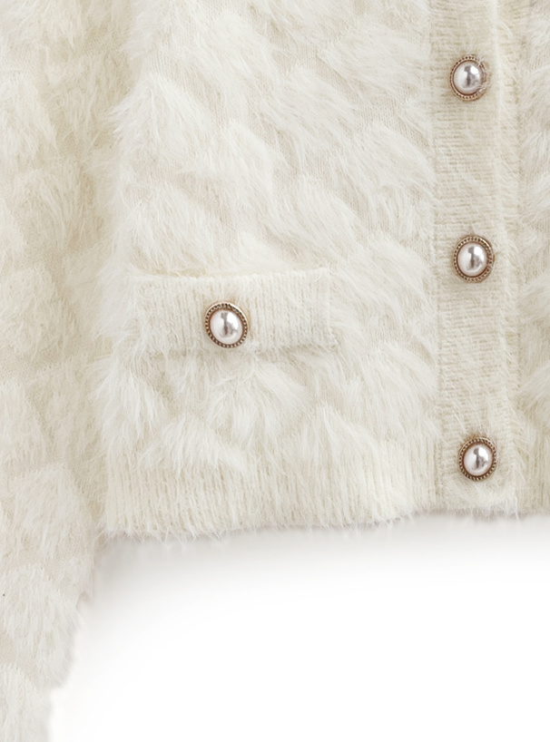 キルティングシャギーニットカーディガン