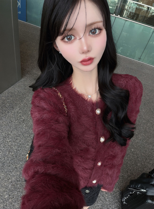 キルティングシャギーニットカーディガン