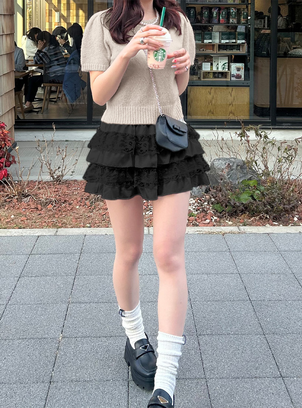 モヘヤタッチ半袖ニットトップス
