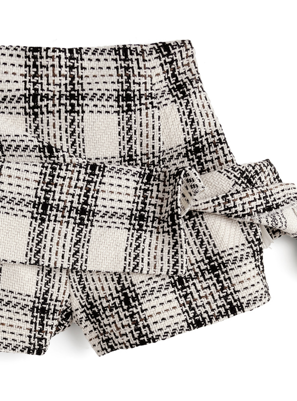 インパン裏地付きロービングチェックミニスカート