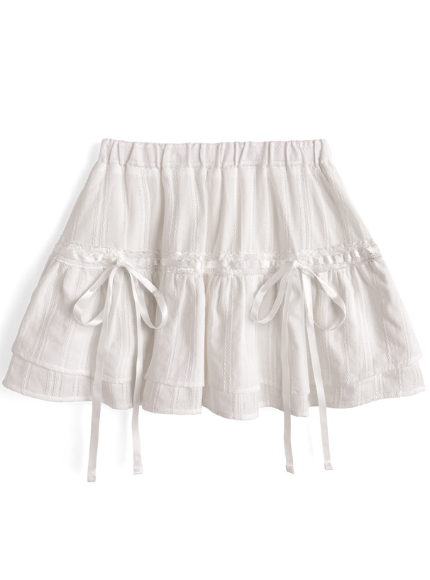 インパン裏地付きレースリボンミニスカート