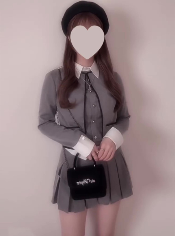 レイヤード風ジャケットxプリーツミニスカートセットアップ