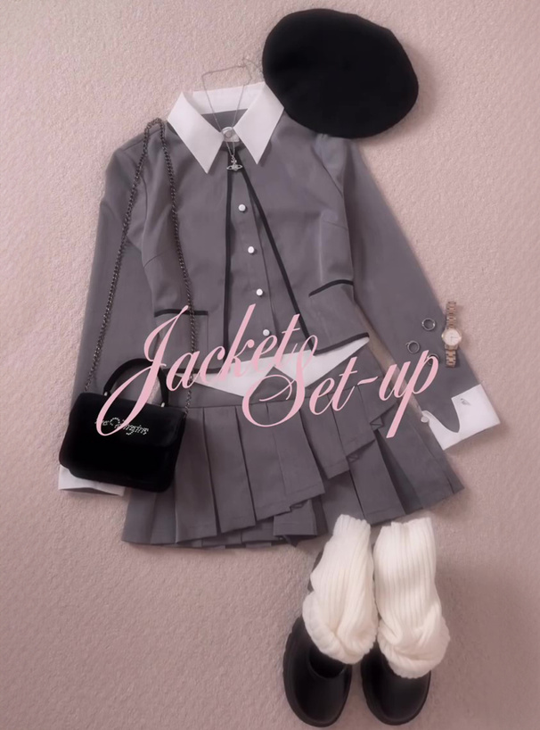 Jewelobe セットアップ コンパクトジャケット×プリーツミニ