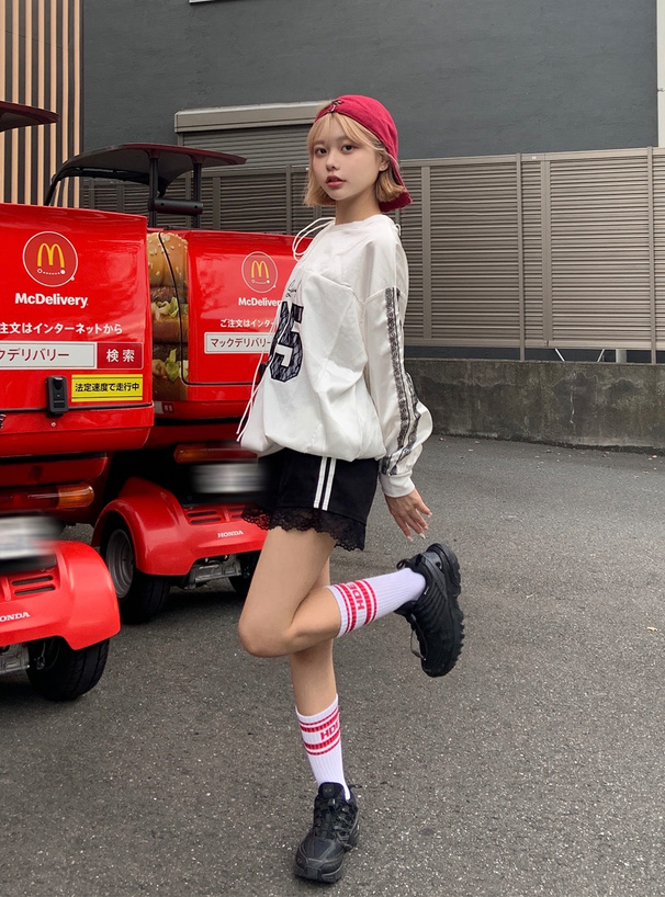 レースラインロゴ刺繍ワンショルトップス[tu1563] | レディース