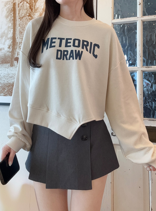 ロゴプリントアシンメトリースウェットトップス