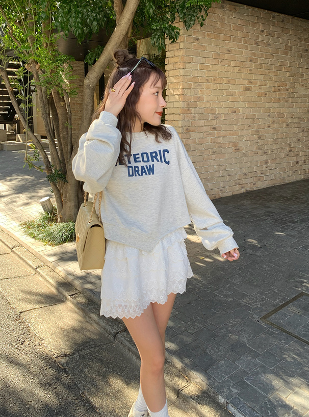 ロゴプリントアシンメトリースウェットトップス