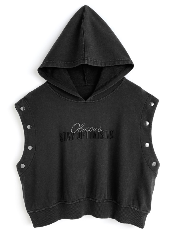 袖2Wayフードロゴスウェットトップス