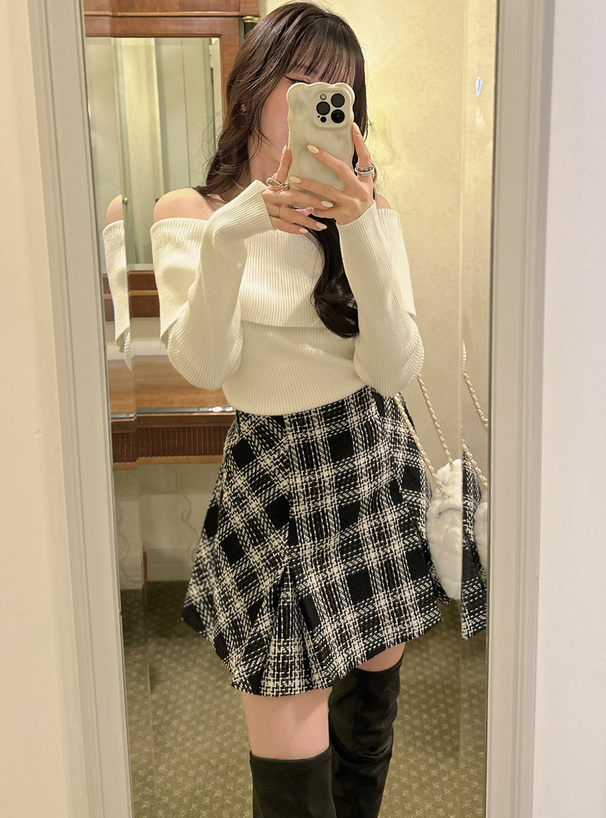 オフショルニットトップス