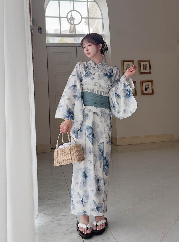 レースフリルプリーツ帯飾り