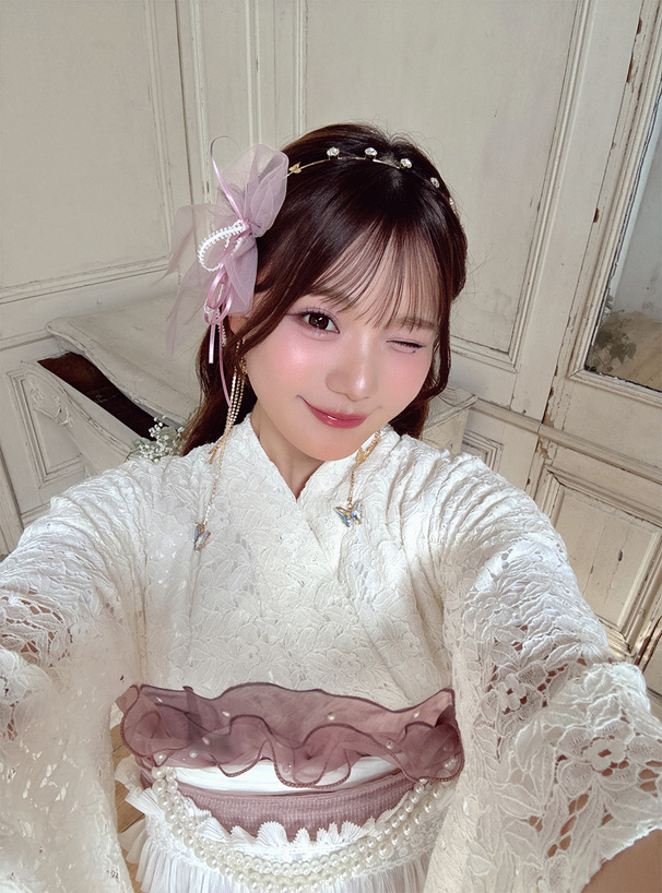 レースフリルプリーツ帯飾り