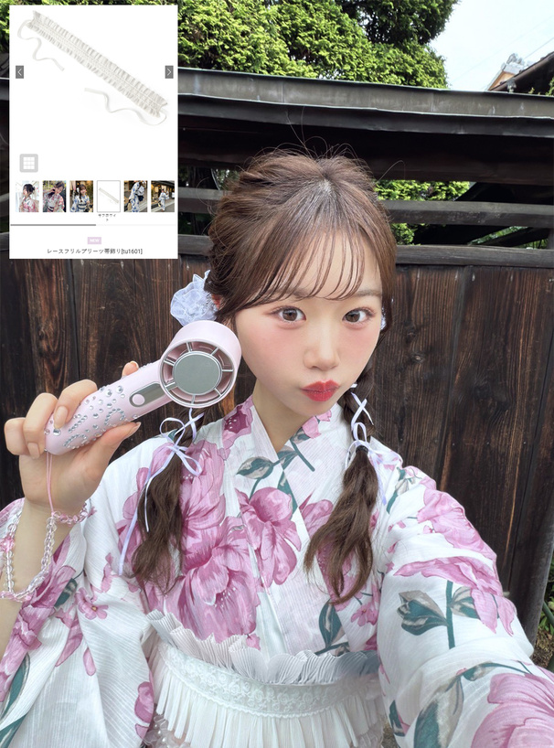 レースフリルプリーツ帯飾り