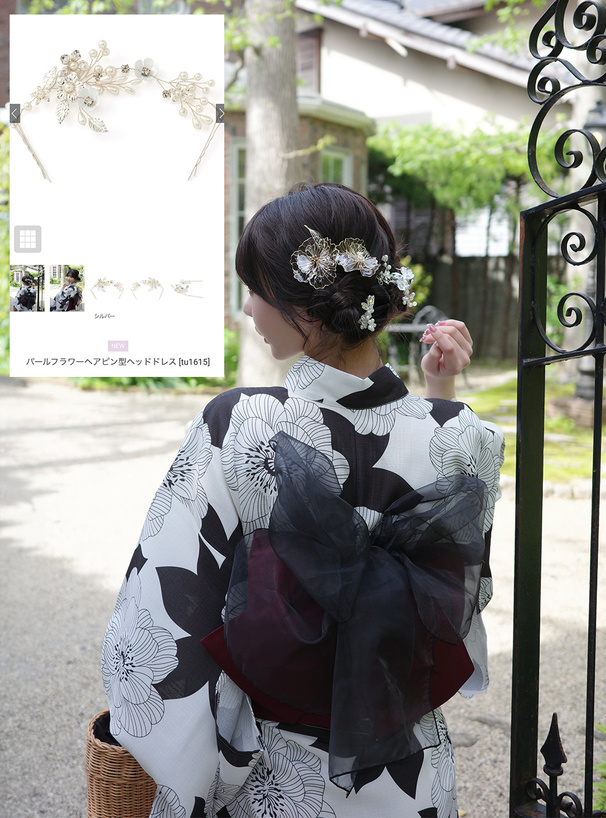 パールフラワーヘアピン型ヘッドドレス