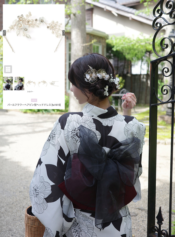 パールフラワーヘアピン型ヘッドドレス