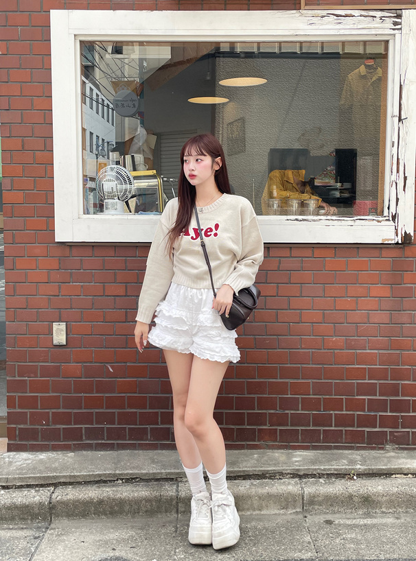 サガラ刺繍ロゴニットトップス[tu1632] | レディースファッション通販