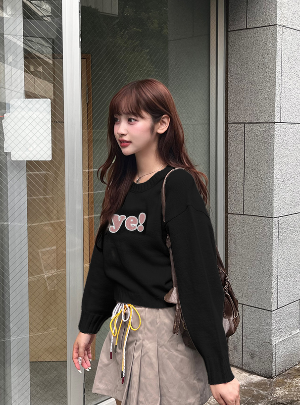 サガラ刺繍ロゴニットトップス[tu1632] | レディースファッション通販