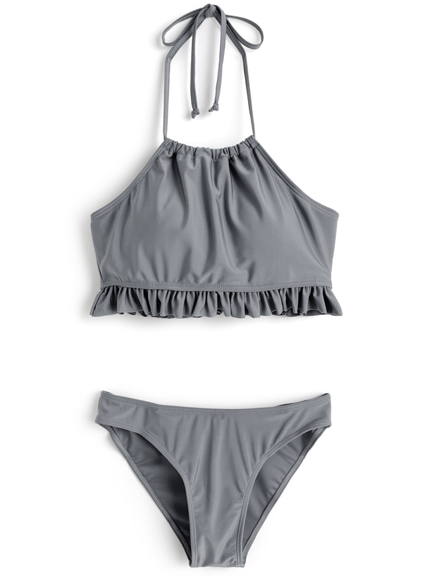 ホルターネックフリルビキニ水着