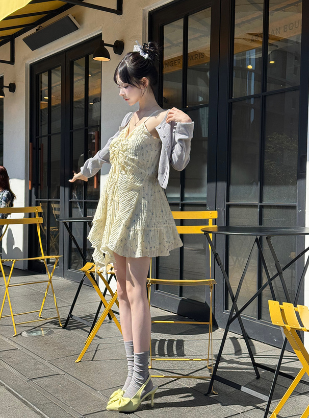 花柄ドロストイレヘムキャミミニワンピース
