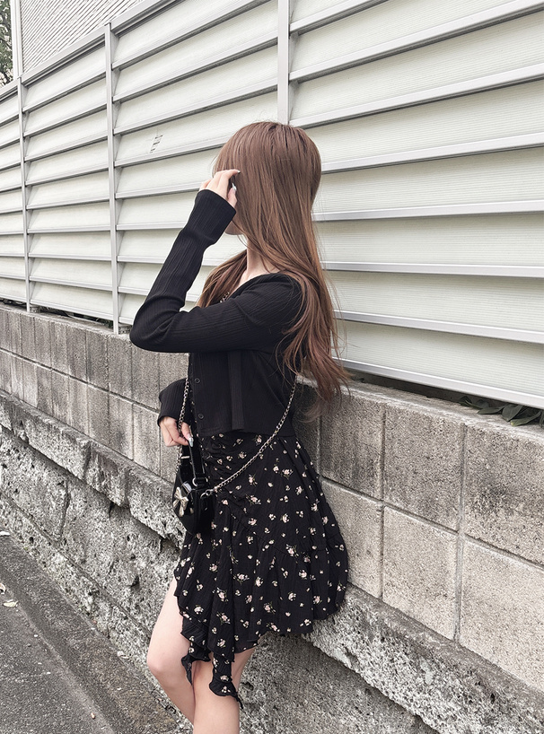 花柄ドロストイレヘムキャミミニワンピース