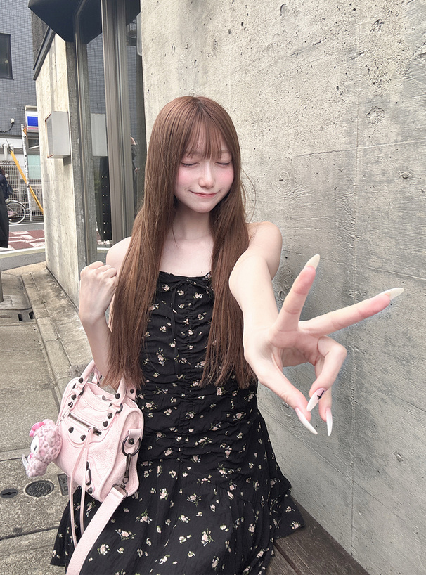 花柄ドロストイレヘムキャミミニワンピース