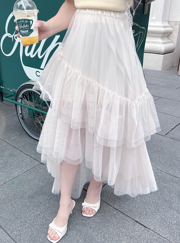 アシンメトリーティアードチュールスカート[tu1661] | レディース