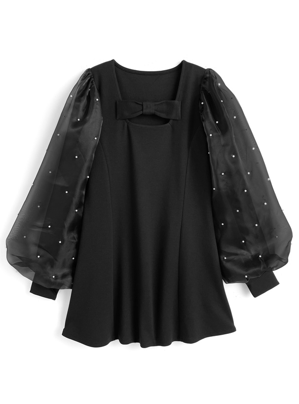 パールシアースリーブリボンミニワンピース[tu1679] | レディース