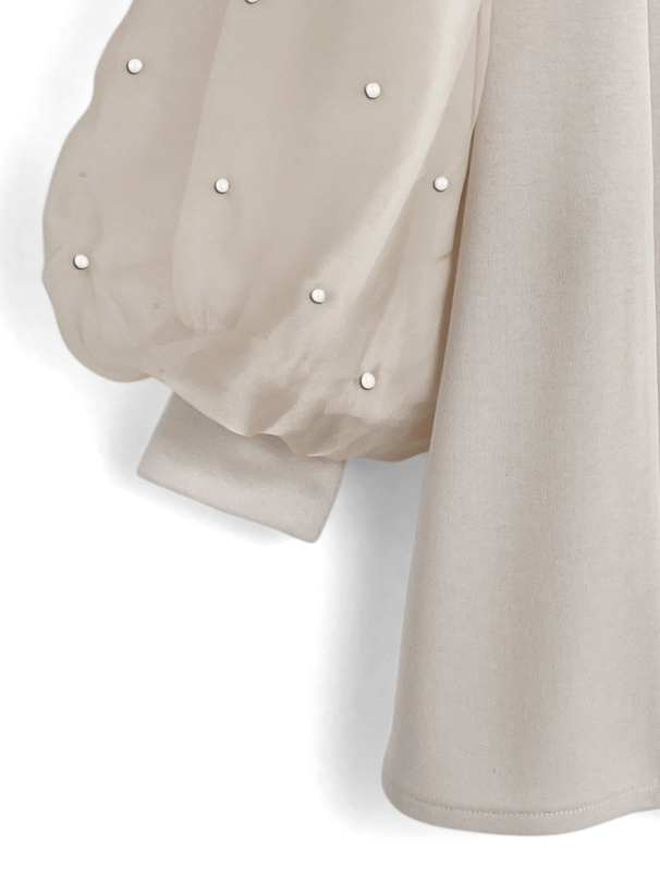 パールシアースリーブリボンミニワンピース