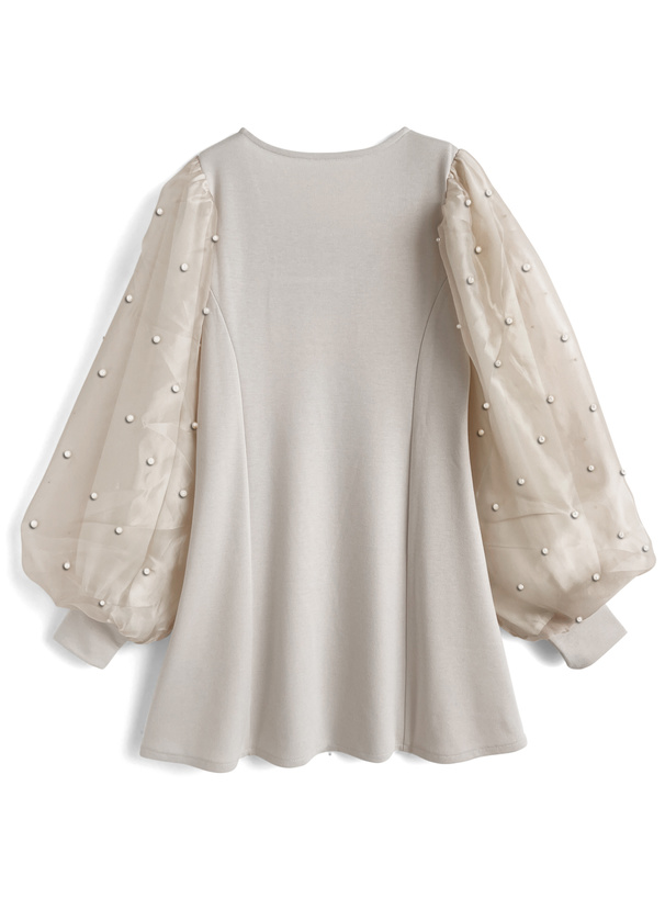 パールシアースリーブリボンミニワンピース