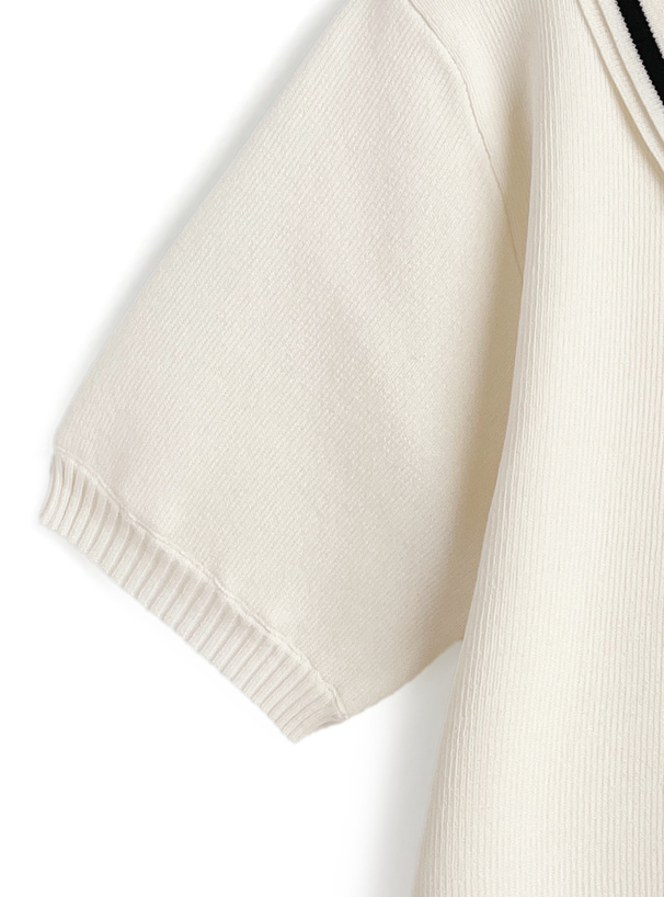 配色ラインポロニットトップス