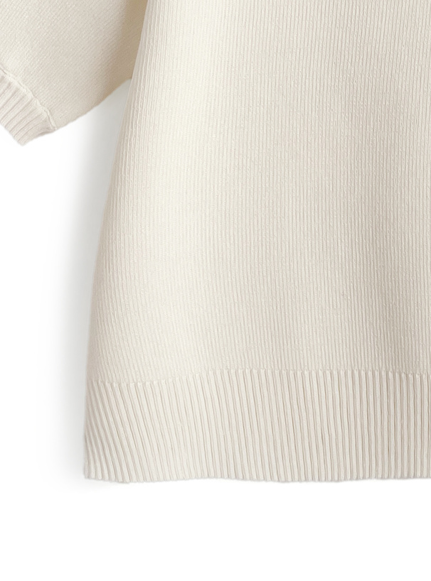 配色ラインポロニットトップス