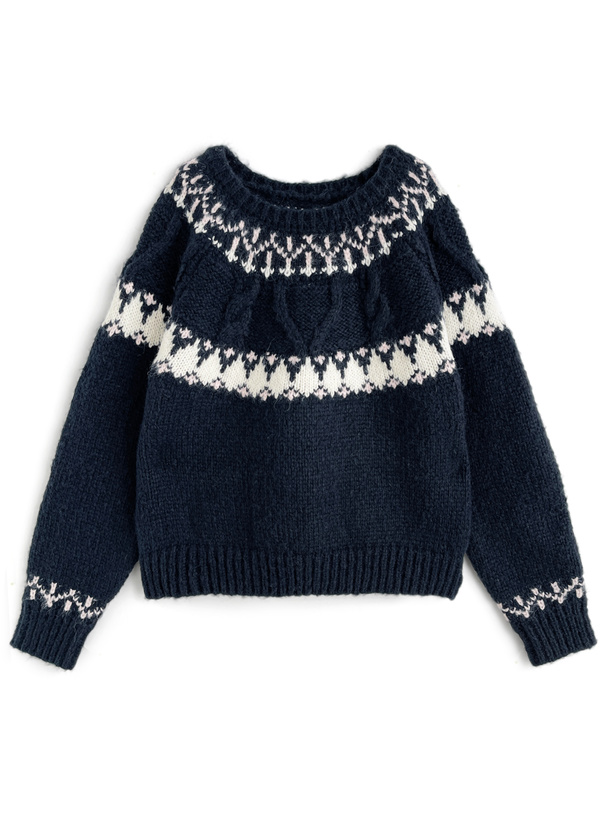 ノルディックローゲージニットトップス