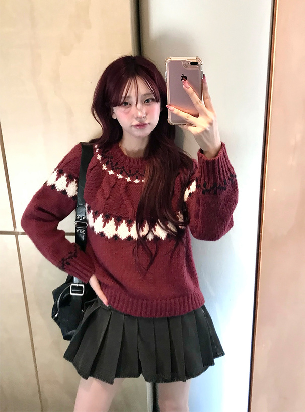 ノルディックローゲージニットトップス