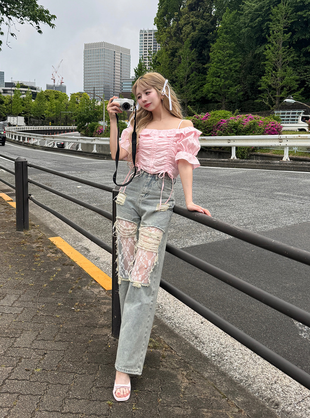 フリージアオフショルドロストブラウス