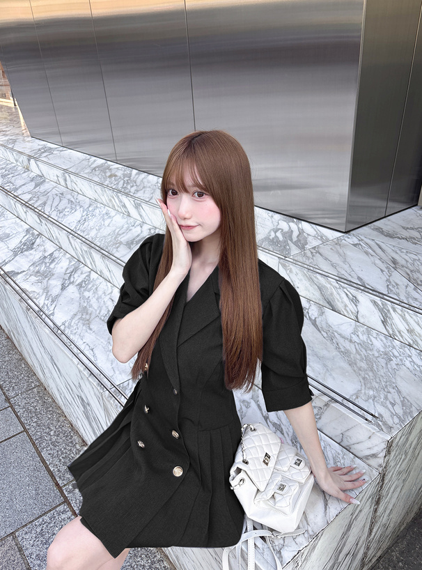 プリーツテーラードジャケットミニワンピース[tu1702] | レディース