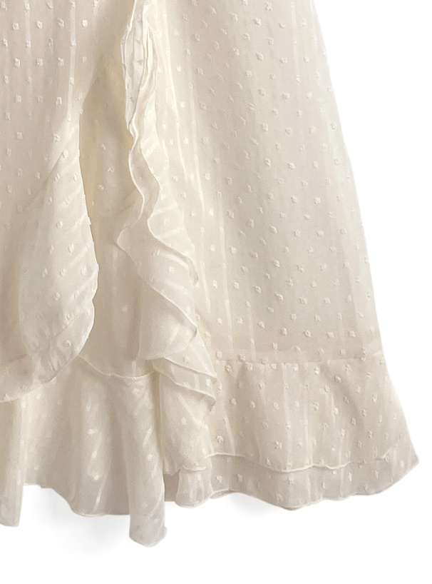 シアードビードットフリルスリットワンピース