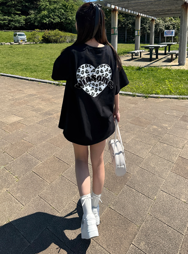 レオパード柄ハートサガラロゴTシャツ[tu1707] | レディース